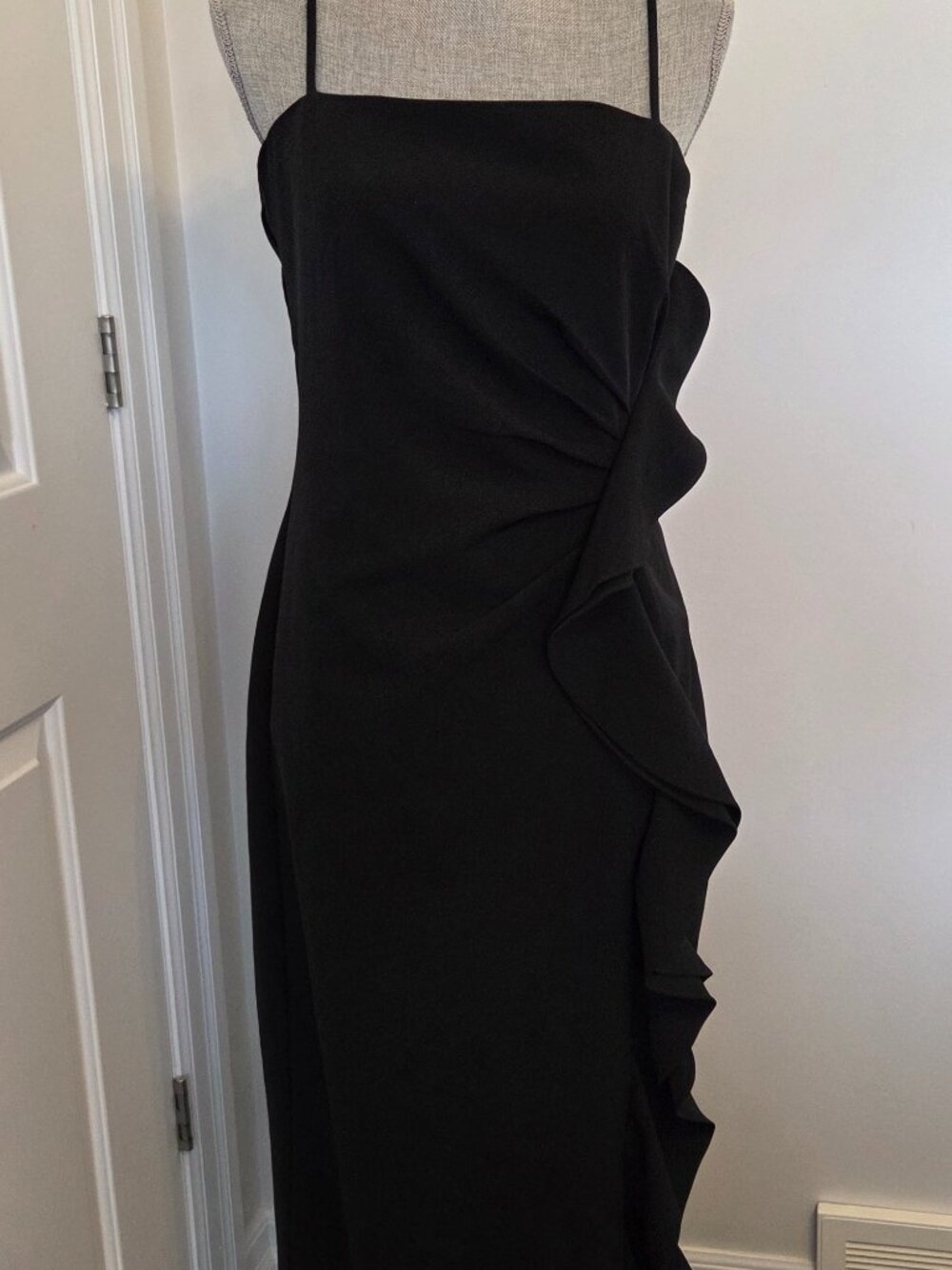 Bardot Black Cocktail Dress ruched waist long dress with adjustable straps size
